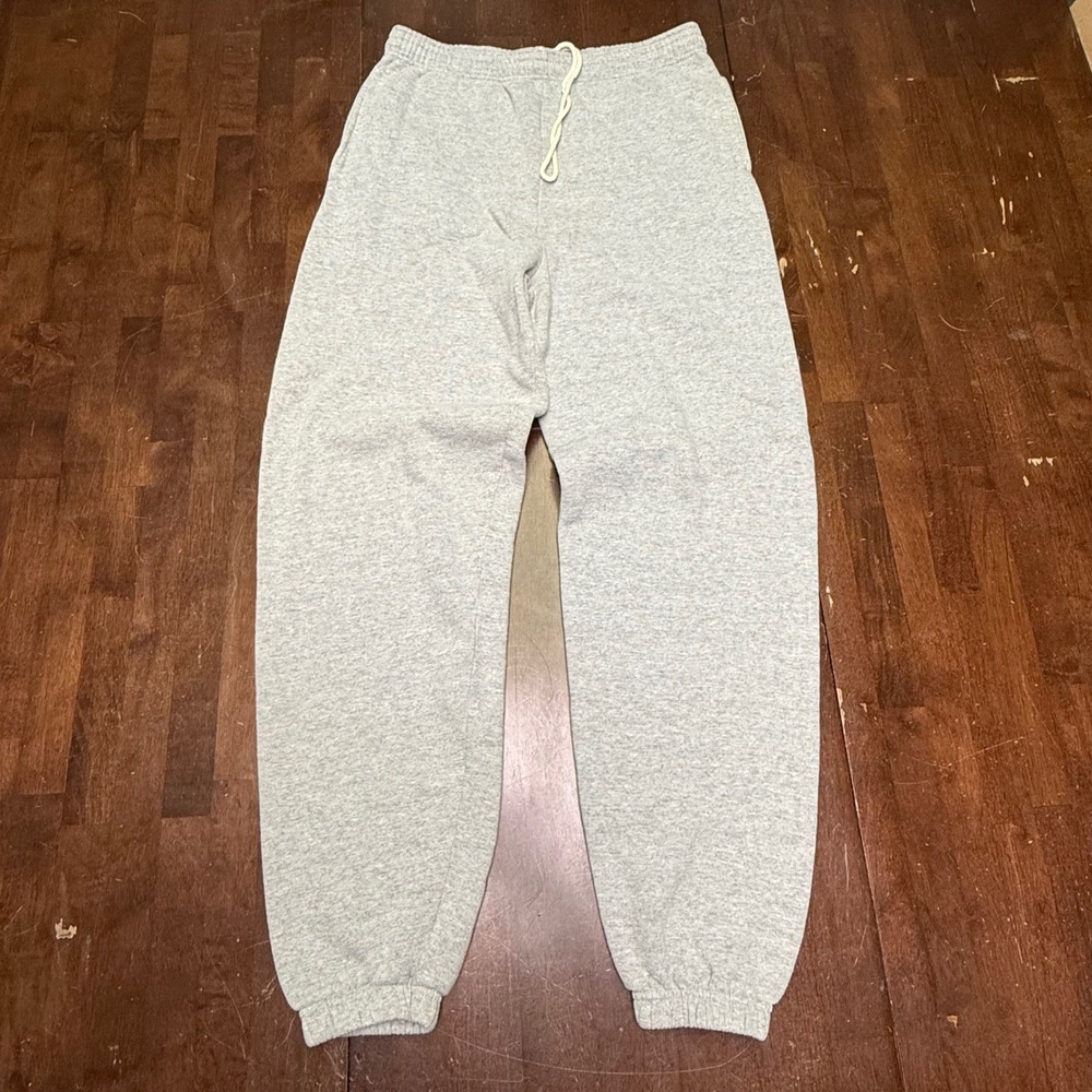 Vtg Discus Athletic Sweatpants Mens LT Gray Vintage Fleece Drawstring Cuffed Jog